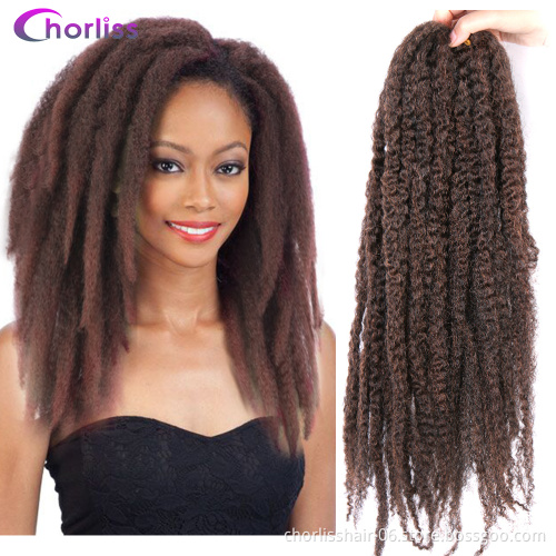 Wholesale Twist Afro Kinky Curly Marley Braids Crochet Braid Yaki Hair Bulk Synthetic Braiding Hair Extensions  For Woman